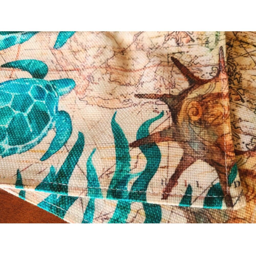 Beach Placemats 8pc Sea Turtle Table Decor Nautical Coastal Dining Decorations - Picture 10 of 14